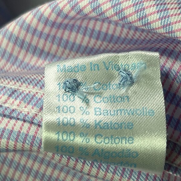 Twillory Shirt Mens 15 32/33 Long Sleeve Button Up Safe Cotton Blue Light Pink - Picture 6 of 8